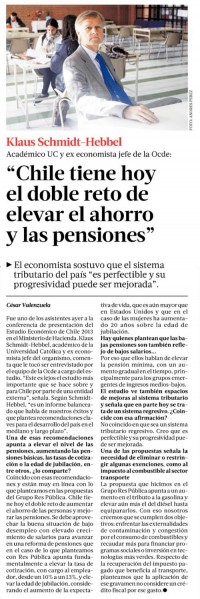 Klaus Schmidt-Hebbel: "Chile tiene hoy el doble reto de elevar el ahorro y las pensiones"