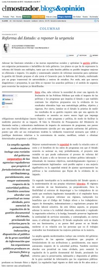 Columna por Alejandro Ferreiro - El Mostrador - 9 diciembre 2013